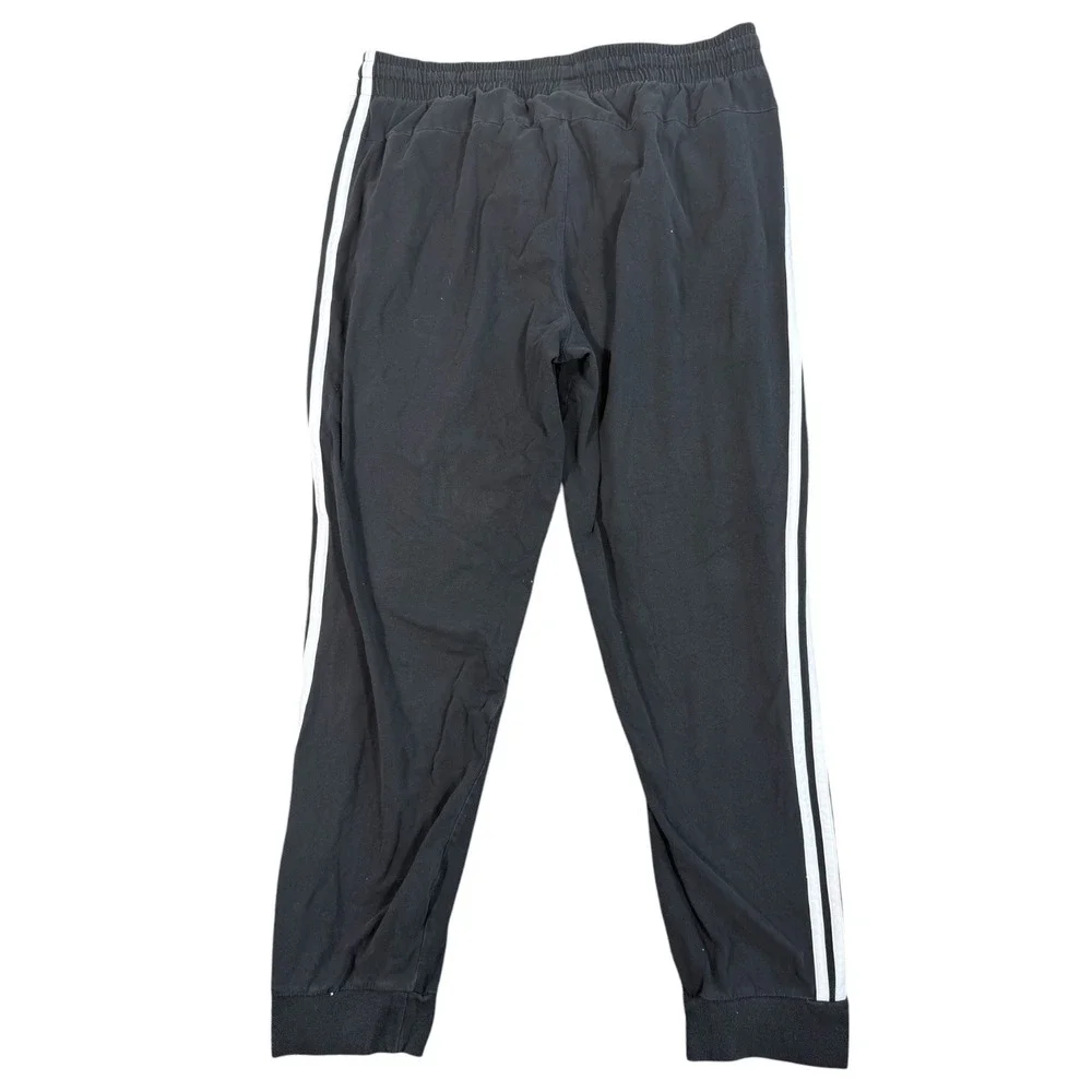 Adidas Joggers Mens XL Black White 3-Stripe Cotton Blend Tapered‎ Sweatpants